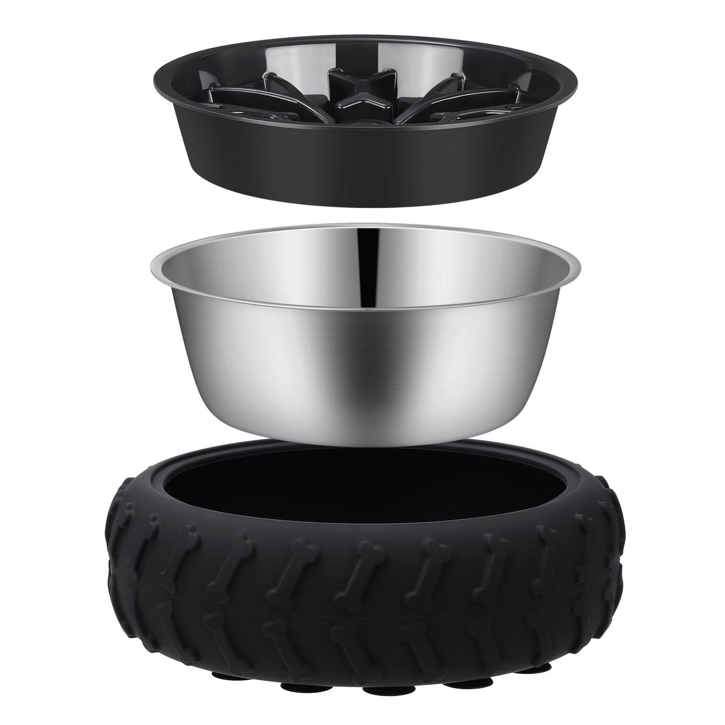 Tire-Shaped Slow Feeder Dog Bowl – Multifunctional Food & Water Dish for Pets, Anti-Slip Design for Fast Eaters