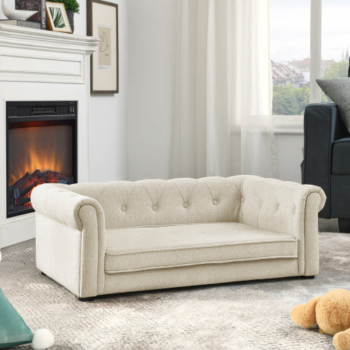 Elegant Rectangular Pet Bed – Plush Couch for Medium & Large Dogs, Washable Cover with Supportive Cushion for Indoor Comfort