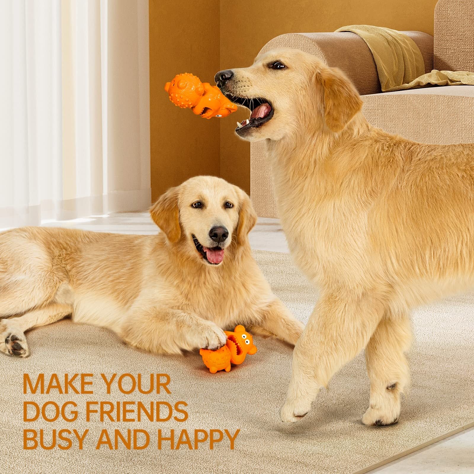 Dog Teething Toy Green, Orange 2-Pack