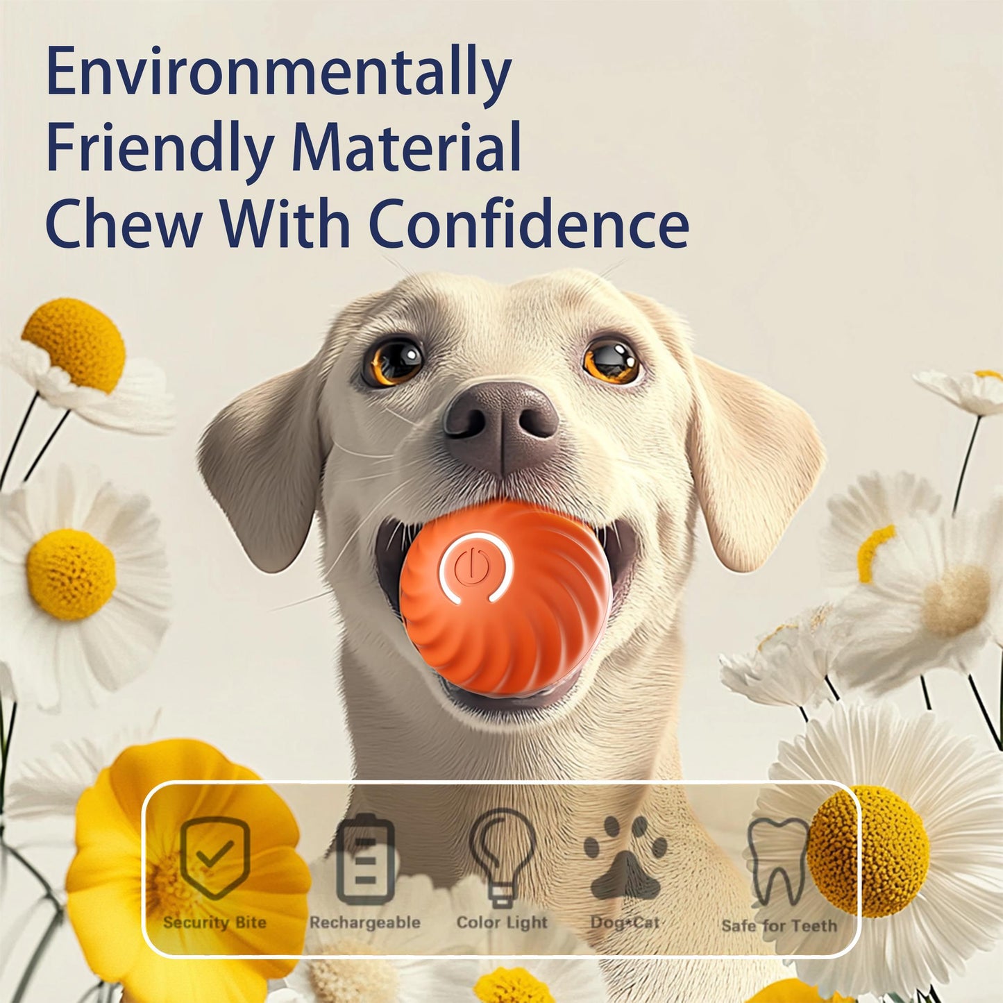 Smart Self-Rolling Dog Ball – Interactive Bouncy Toy with Motion Sensor Technology, Safe Materials for Endless Pet Fun