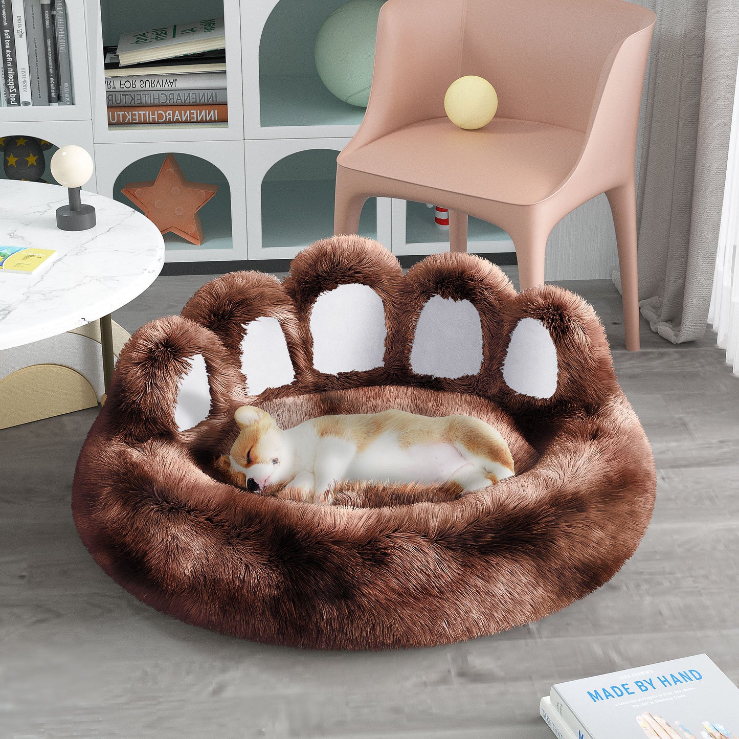 Bear Paw Shaped Dog & Cat Bed – Cozy Plush Pet Sofa for Small & Medium Pets, Cute Indoor Bed for Dogs & Cats