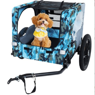 Heavy-Duty Foldable Pet Bike Trailer – Outdoor Dog Cargo Carrier Cart with 16-Inch All-Terrain Wheels & Universal Bicycle Hitch