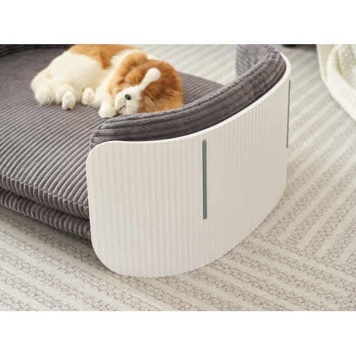 Scandinavian Style Cat Sofa Bed – Elevated Indoor Pet Couch with Removable Mattress Cover for Kittens, Puppies & Small Animals (White/Grey)