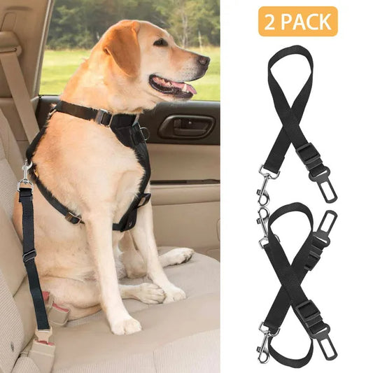 2-Pack Adjustable Pet Seat Belt Leash – Safety Harness Leads for Dogs & Cats, Universal Car Clip for Travel Protection
