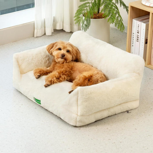 MEWOOFUN Cat Sofa Bed – Washable Pet Bed with Removable Cover & Non-Slip Bottom for Indoor Cats & Small Dogs (White, Medium)