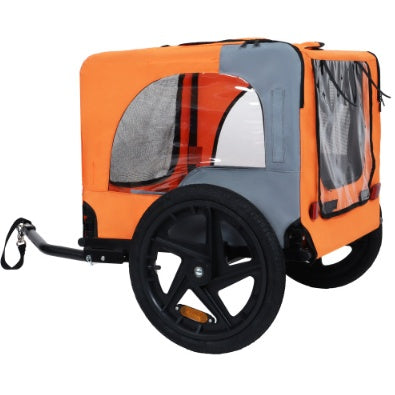 Heavy-Duty Foldable Pet Bike Trailer – Outdoor Dog Cargo Carrier Cart with 16-Inch All-Terrain Wheels & Universal Bicycle Hitch
