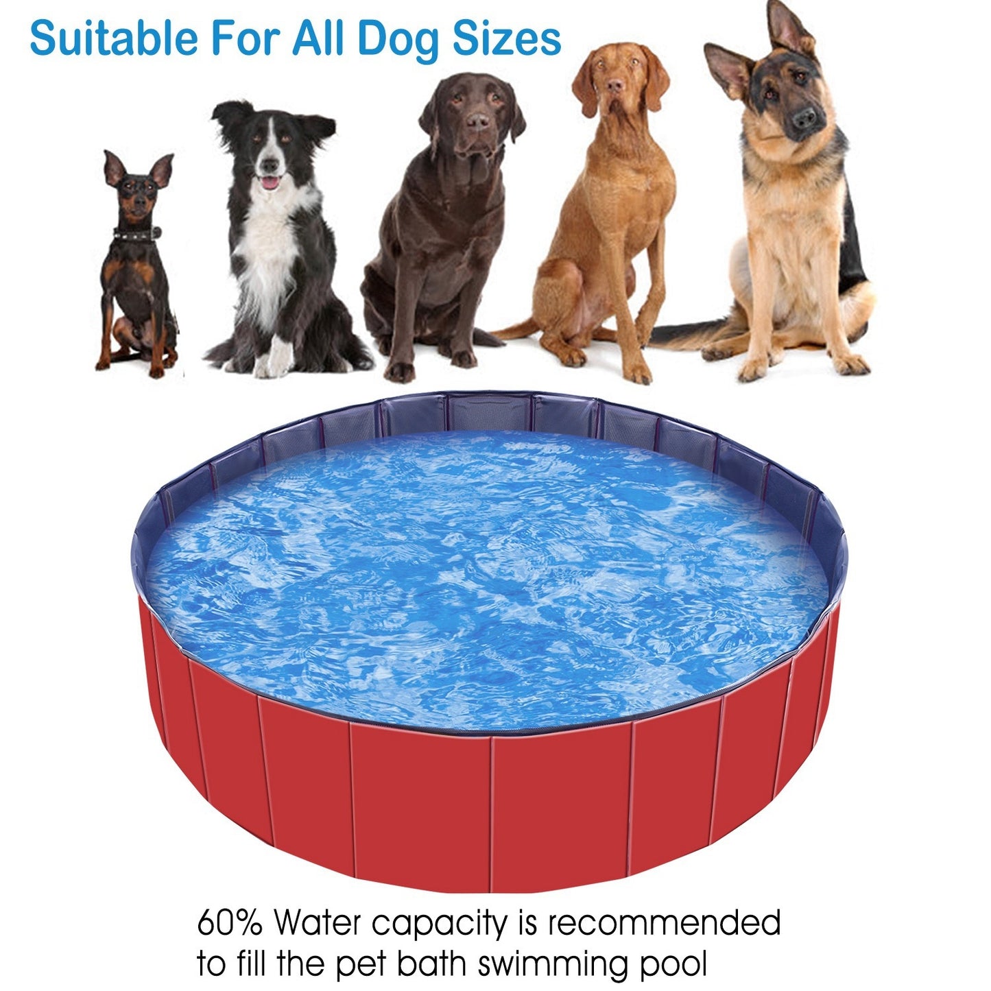 Foldable Pet Swimming Pool – 63” x 63” x 11.8” PVC Dog Bathing Tub & Splash Playmat for Summer Outdoor Fun (1Pc)