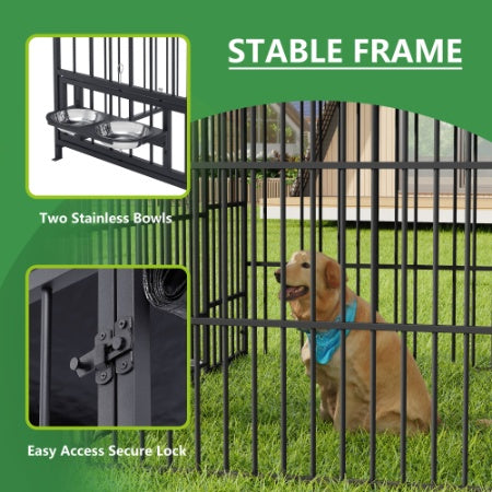 Large Outdoor Dog Kennel with Roof – 6.6 x 6.6 x 6.4 ft Metal Pet Run Enclosure & Fence with Weather-Resistant Cover for Dogs & Small Animals