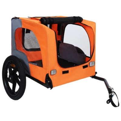 Heavy-Duty Foldable Pet Bike Trailer – Outdoor Dog Cargo Carrier Cart with 16-Inch All-Terrain Wheels & Universal Bicycle Hitch