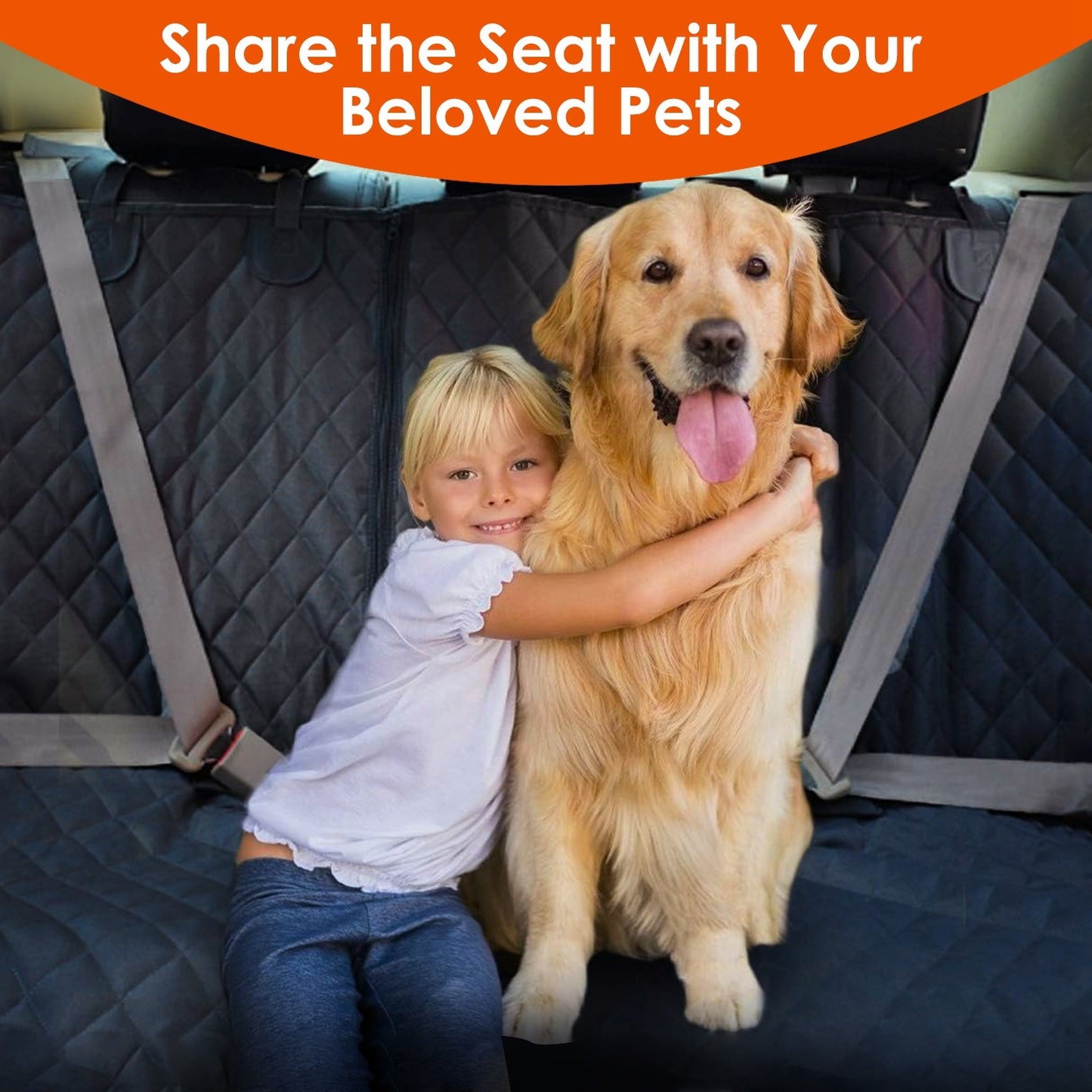 Waterproof Dog Car Seat Cover – Scratchproof Rear Bench Protector with Seat Belt for Cars, Trucks & SUVs