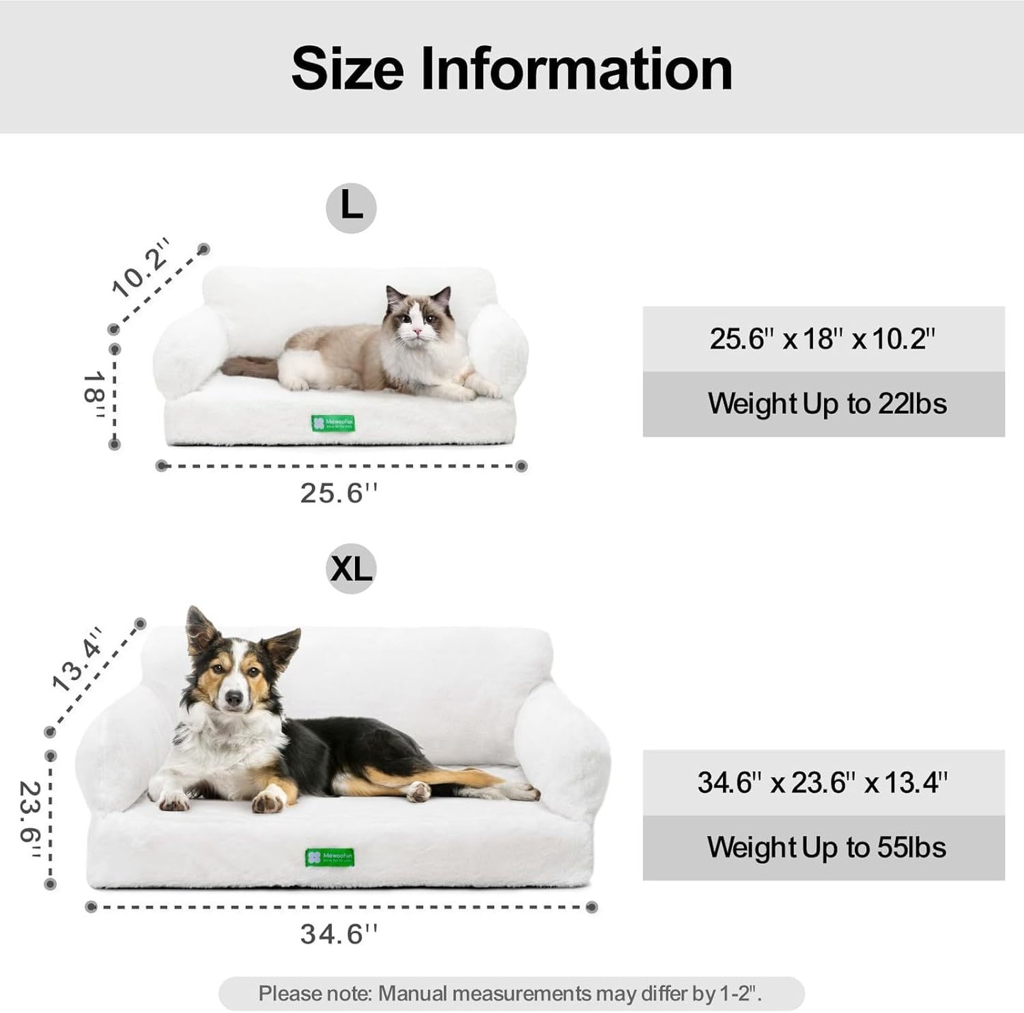 MEWOOFUN Orthopedic Dog Bed – 34.6” Egg Foam Sofa for Small & Medium Dogs, Beige with Removable Washable Cover & Non-Slip Bottom