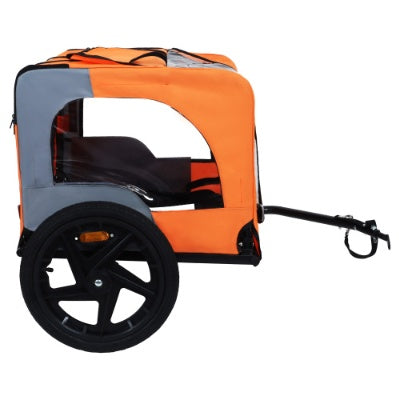 Heavy-Duty Foldable Pet Bike Trailer – Outdoor Dog Cargo Carrier Cart with 16-Inch All-Terrain Wheels & Universal Bicycle Hitch