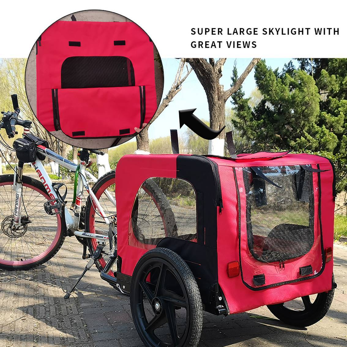 Foldable Outdoor Dog Bike Trailer – Pet Bicycle Carrier with Reflectors for Safety, Lightweight & Easy to Store