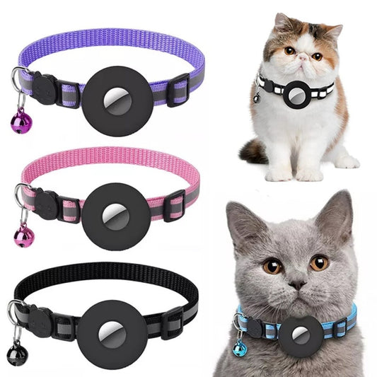 Reflective Waterproof AirTag Pet Collar – Adjustable Nylon Collar with Built-In AirTag Holder for Dogs, Cats, Puppies & Kittens