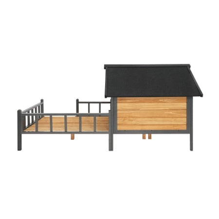 Large Outdoor Wooden Dog House with Porch – Cabin-Style Weatherproof Pet Kennel for Medium & Large Dogs