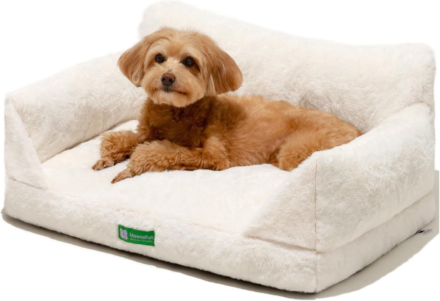 MEWOOFUN Cat Sofa Bed – Washable Pet Bed with Removable Cover & Non-Slip Bottom for Indoor Cats & Small Dogs (White, Medium)