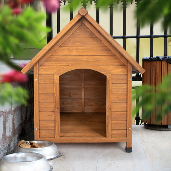 Weatherproof Dog House with Black Asphalt Roof – Outdoor Pet Shelter for Small to Medium Dogs, Durable Wooden Design