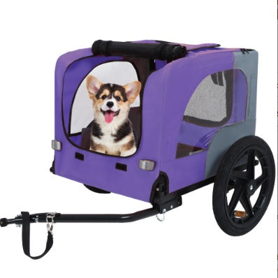 Heavy-Duty Foldable Pet Bike Trailer – Outdoor Dog Cargo Carrier Cart with 16-Inch All-Terrain Wheels & Universal Bicycle Hitch