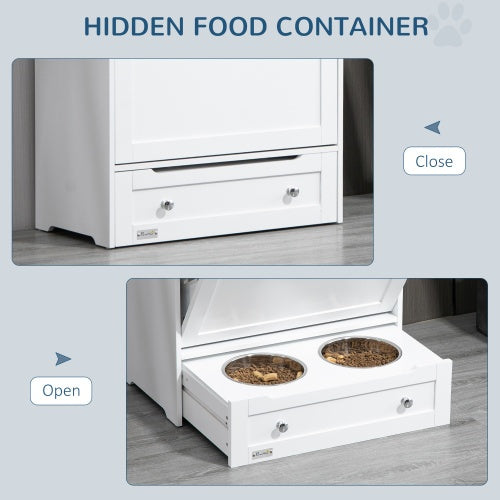 Pet Feeder Station with Storage Lockers – All-in-One Food & Water Dispenser with Organizer for Dogs & Cats