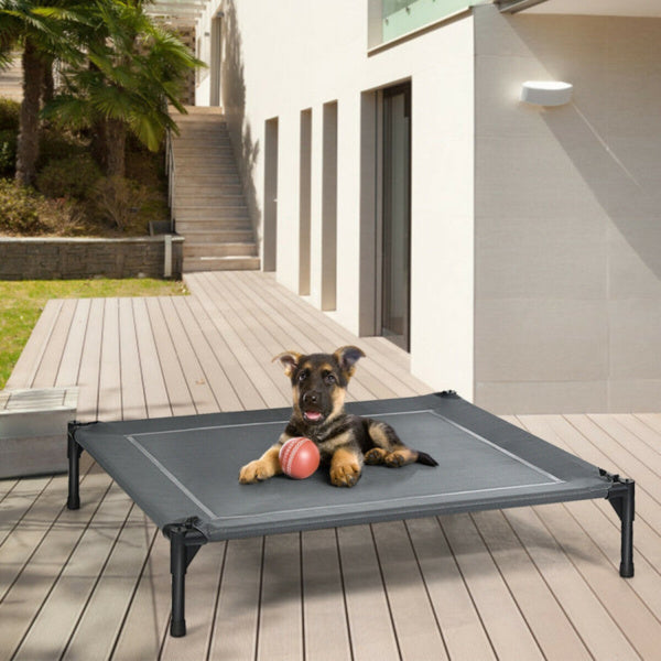 Elevated Dog Bed with UV-Resistant Canopy – 35.5” x 32” Outdoor Pet Lounger for Sun Protection & Cooling Comfort