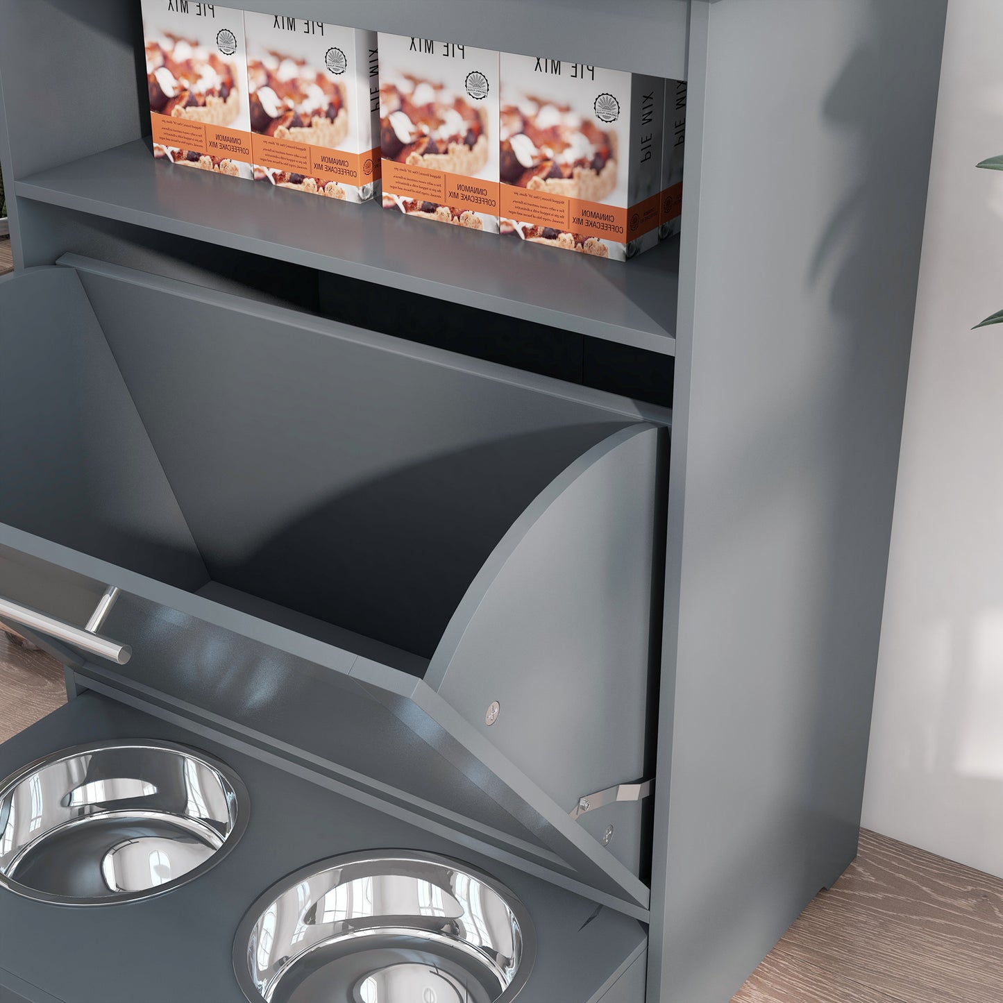 Dog Food Storage Container & Feeder Station – Pet Feeding Cabinet with Built-In Lockers for Organized Food & Water Storage