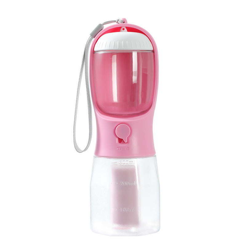 3-in-1 Portable Dog Water Bottle – Pet Travel Cup with Food Container & Waste Bag Dispenser for Small Dogs & Outdoor Walks