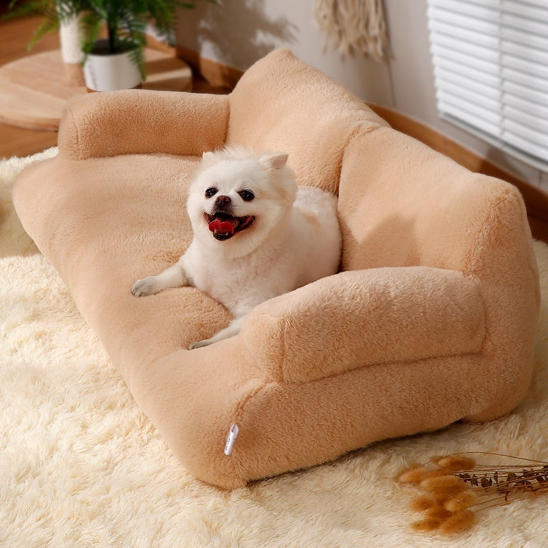 Flannel Cat And Dog Sofa Bed – Warm, Soft Lounger for Large Cats or Small Dogs, Universal Fit for Couches & Chairs