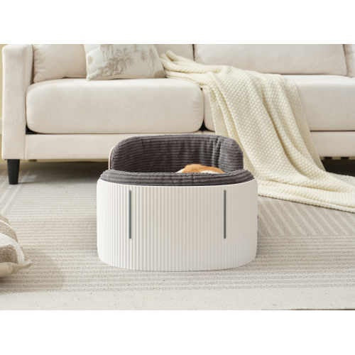 Scandinavian Style Cat Sofa Bed – Elevated Indoor Pet Couch with Removable Mattress Cover for Kittens, Puppies & Small Animals (White/Grey)