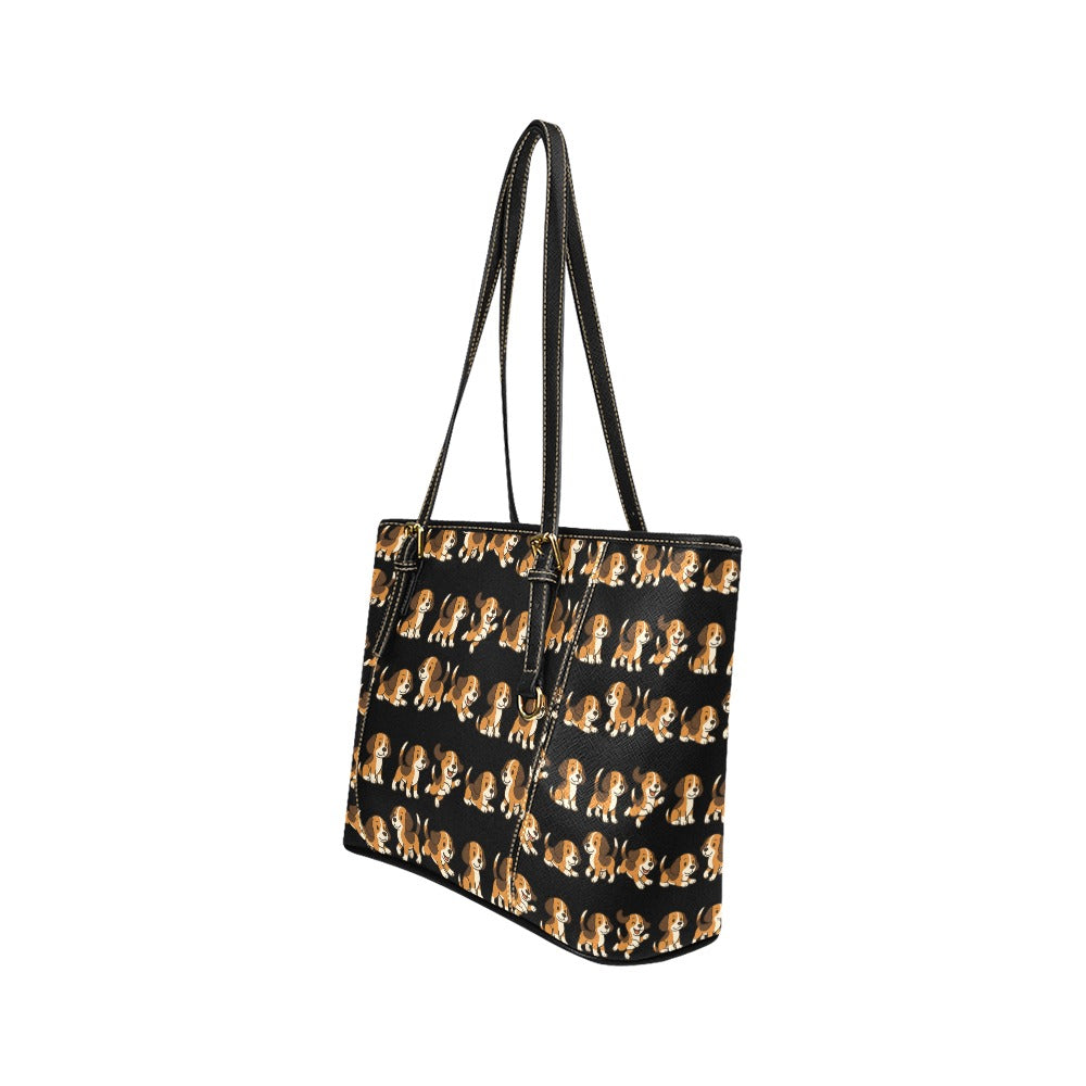 BeagleSmallLeatherTote1 Leather Tote Bag/Small (Model 1640)