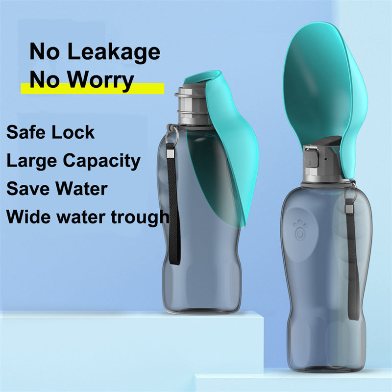 800ml Portable Dog Water Bottle – Leakproof Pet Travel Dispenser with Foldable Drinking Bowl for Outdoor Walks & Large Breeds