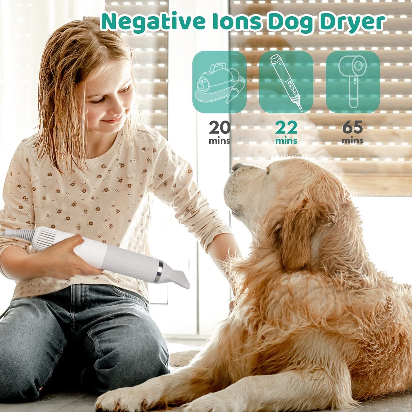 Brushless Motor Handheld Pet Dryer – High-Speed Water Blower for Dog Grooming, Portable & Low Noise