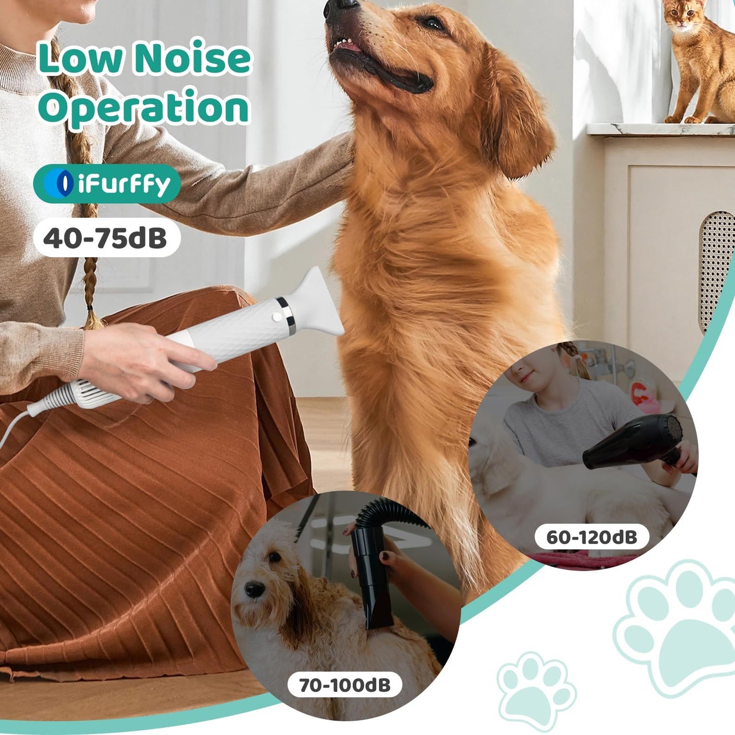 Brushless Motor Handheld Pet Dryer – High-Speed Water Blower for Dog Grooming, Portable & Low Noise