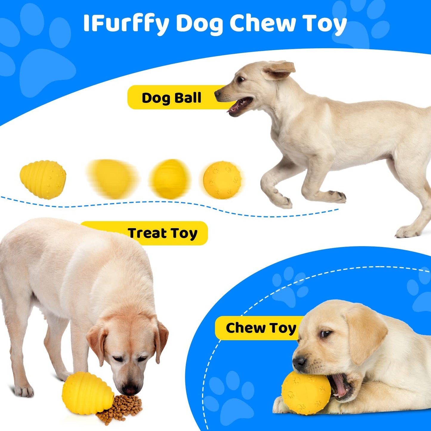 Interactive Egg-Shaped Dog Treat Toy – Yellow Rubber Chew Toy for Teething Puppies & Dogs, Dispenses Food & Cleans Teeth