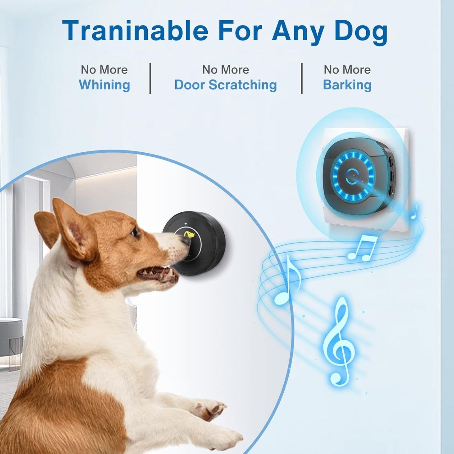 Wireless Dog Doorbell for Training – Touch-Activated, Waterproof Bell for Puppies & Dogs, Works on Sliding & Standard Doors