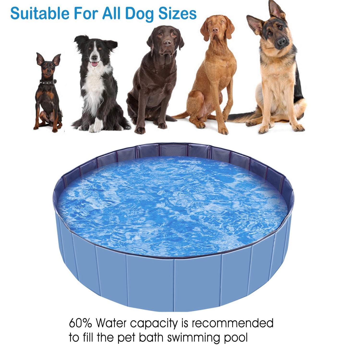 Foldable Pet Swimming Pool – 63” x 63” x 11.8” PVC Dog Bathing Tub & Splash Playmat for Summer Outdoor Fun (1Pc)