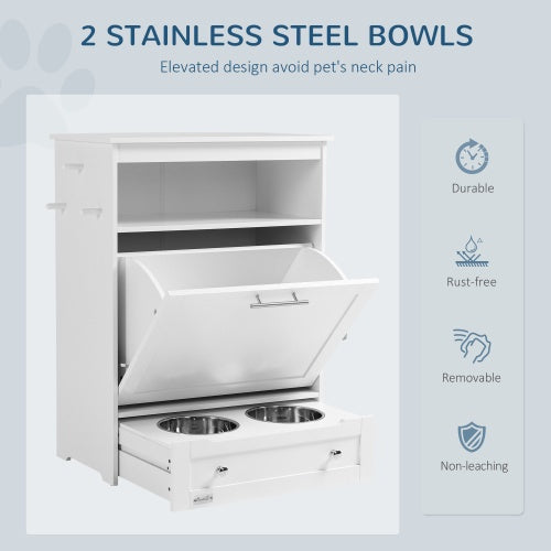 Pet Feeder Station with Storage Lockers – All-in-One Food & Water Dispenser with Organizer for Dogs & Cats