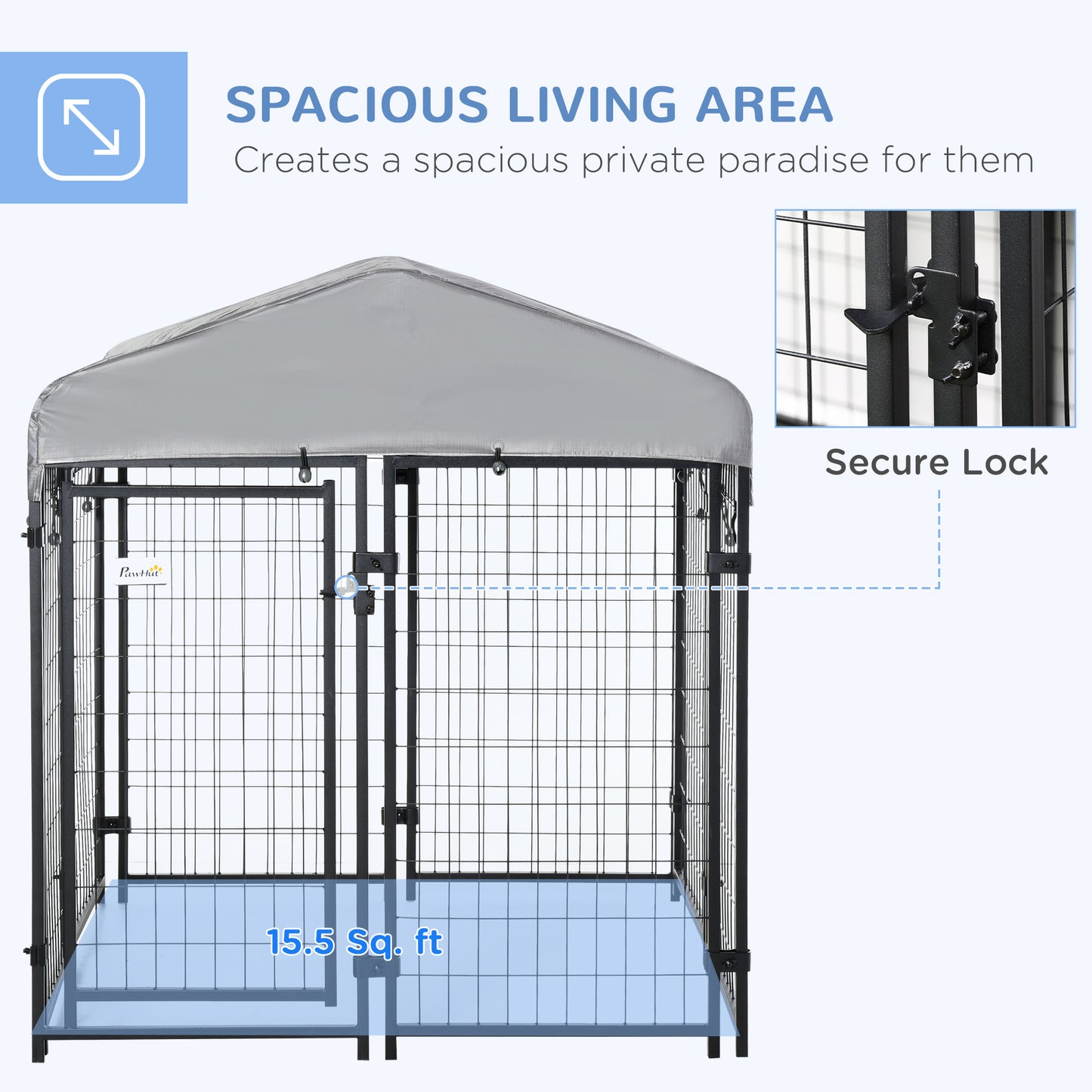 Dog Playpen with Lockable Door & Waterproof Canopy – Outdoor Pet Enclosure for Small & Medium-Sized Dogs