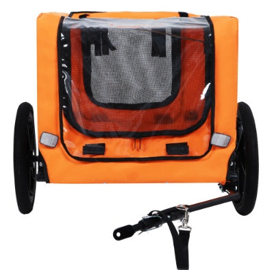 Heavy-Duty Foldable Pet Bike Trailer – Outdoor Dog Cargo Carrier Cart with 16-Inch All-Terrain Wheels & Universal Bicycle Hitch