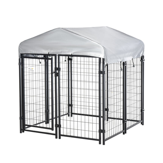 Dog Playpen with Lockable Door & Waterproof Canopy – Outdoor Pet Enclosure for Small & Medium-Sized Dogs