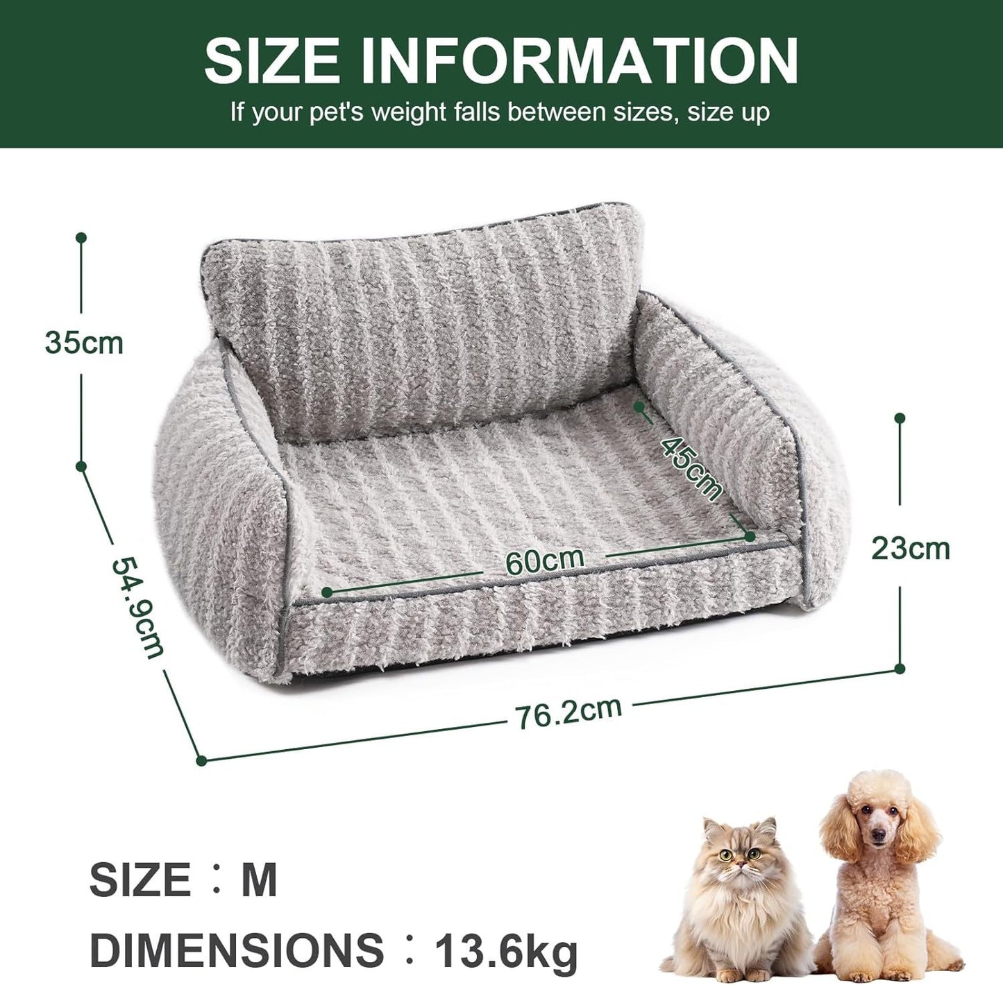 MEWOOFUN Orthopedic Pet Sofa – Supportive Bed for Small & Medium Dogs and Cats, Anti-Slip Couch with Removable Cover (Grey, Large)