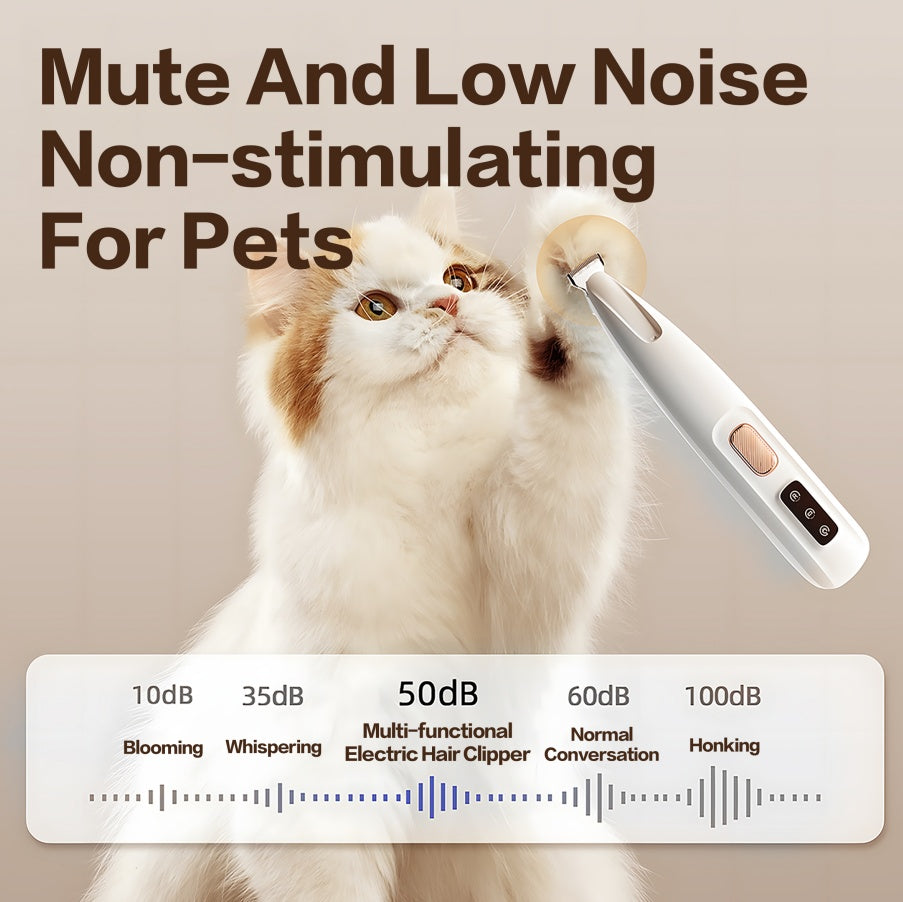 Rechargeable Pet Paw Trimmer with LED – Quiet, Waterproof Clippers for Dogs & Cats, Cordless Grooming Kit for Precision Hair Trimming at Home
