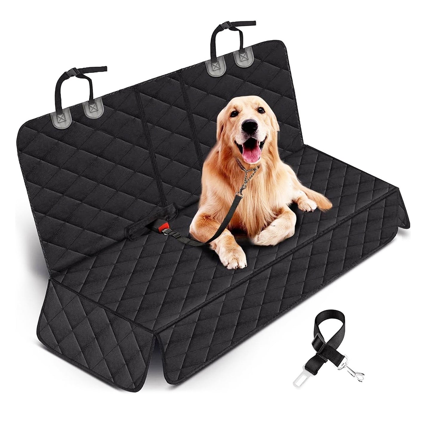 Waterproof Dog Car Seat Cover – Scratchproof Rear Bench Protector with Seat Belt for Cars, Trucks & SUVs