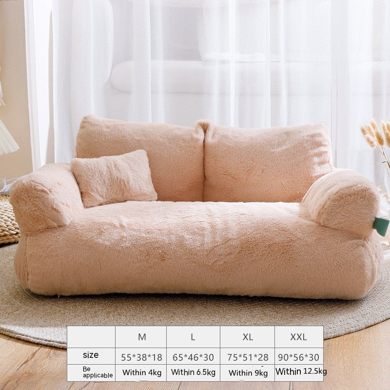 Flannel Cat And Dog Sofa Bed – Warm, Soft Lounger for Large Cats or Small Dogs, Universal Fit for Couches & Chairs