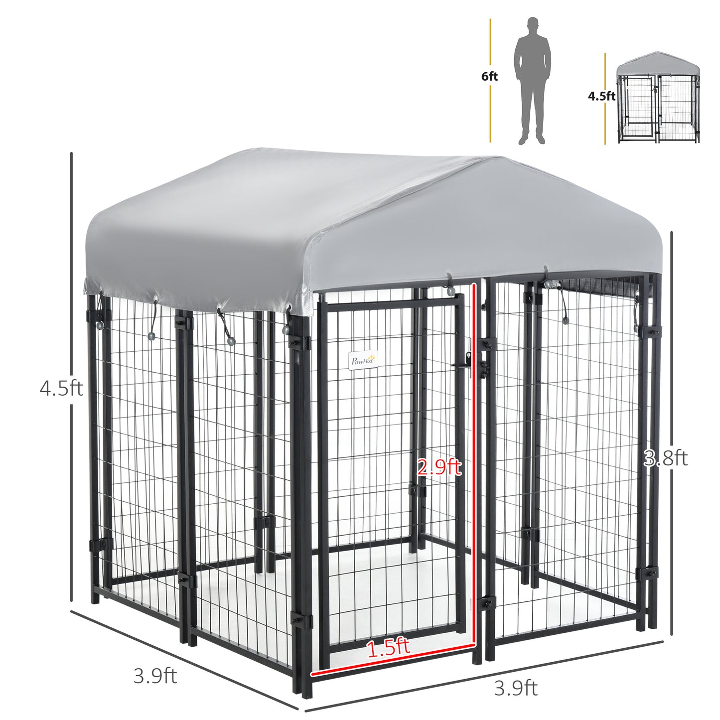 Dog Playpen with Lockable Door & Waterproof Canopy – Outdoor Pet Enclosure for Small & Medium-Sized Dogs