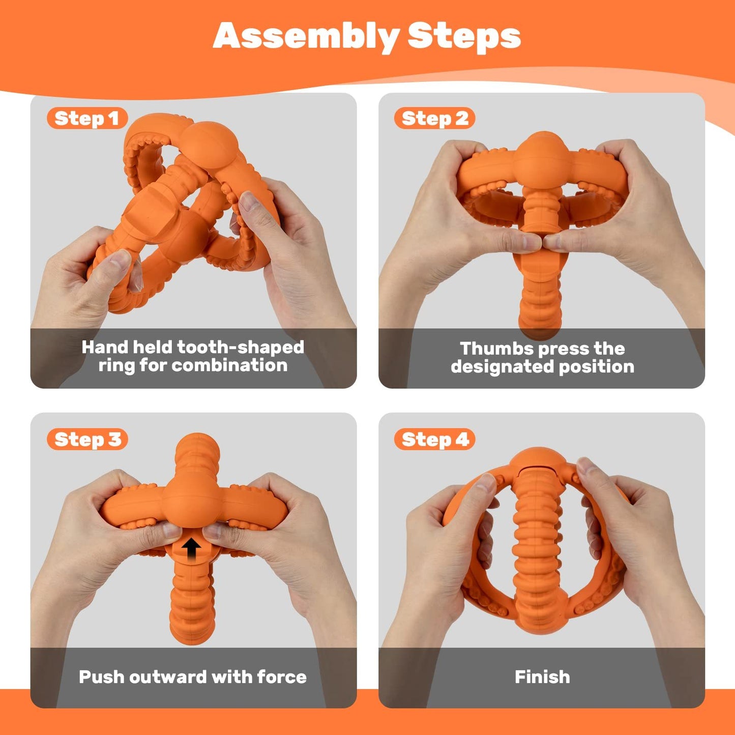 Durable Rubber Dog Chew Toy – Hydrangea-Shape Tug Toy for Aggressive Chewers, Interactive & Teeth-Cleaning Design in Orange