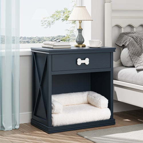 Vintage Pet Bed Locker with LED Lights – Small Storage Cabinet with Built-In Dog or Cat Bed, Stylish Multi-Use Pet Furniture
